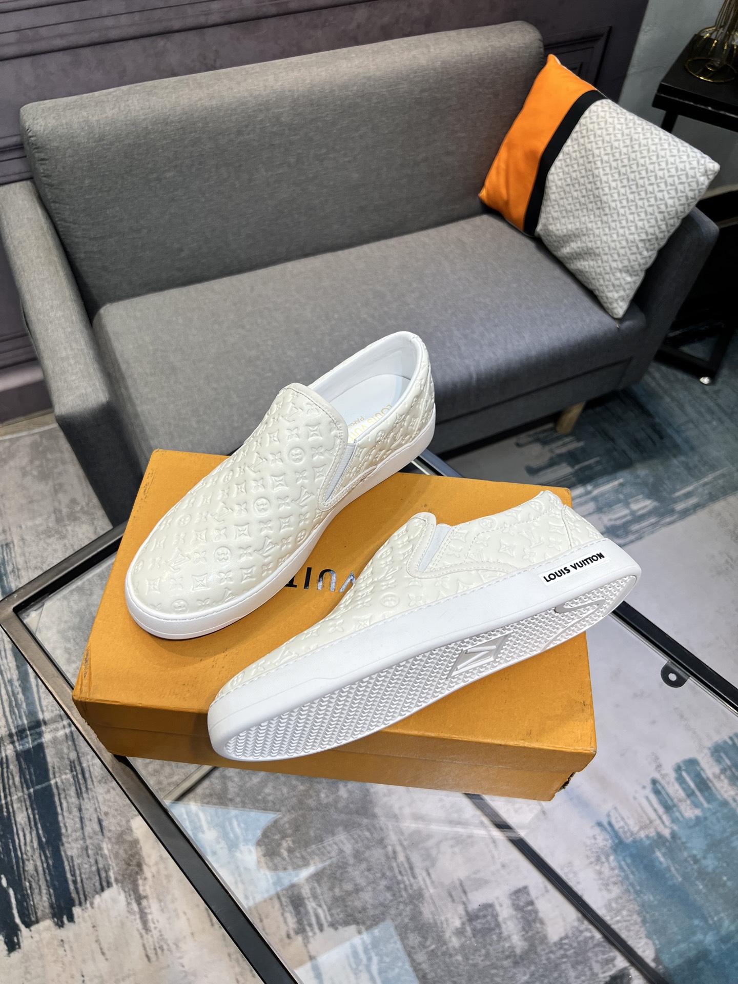 Louis Vuitton Men's White Leather Slip-On Sneakers, Sizes 38-44 4 i1744817476072 3132 0 2