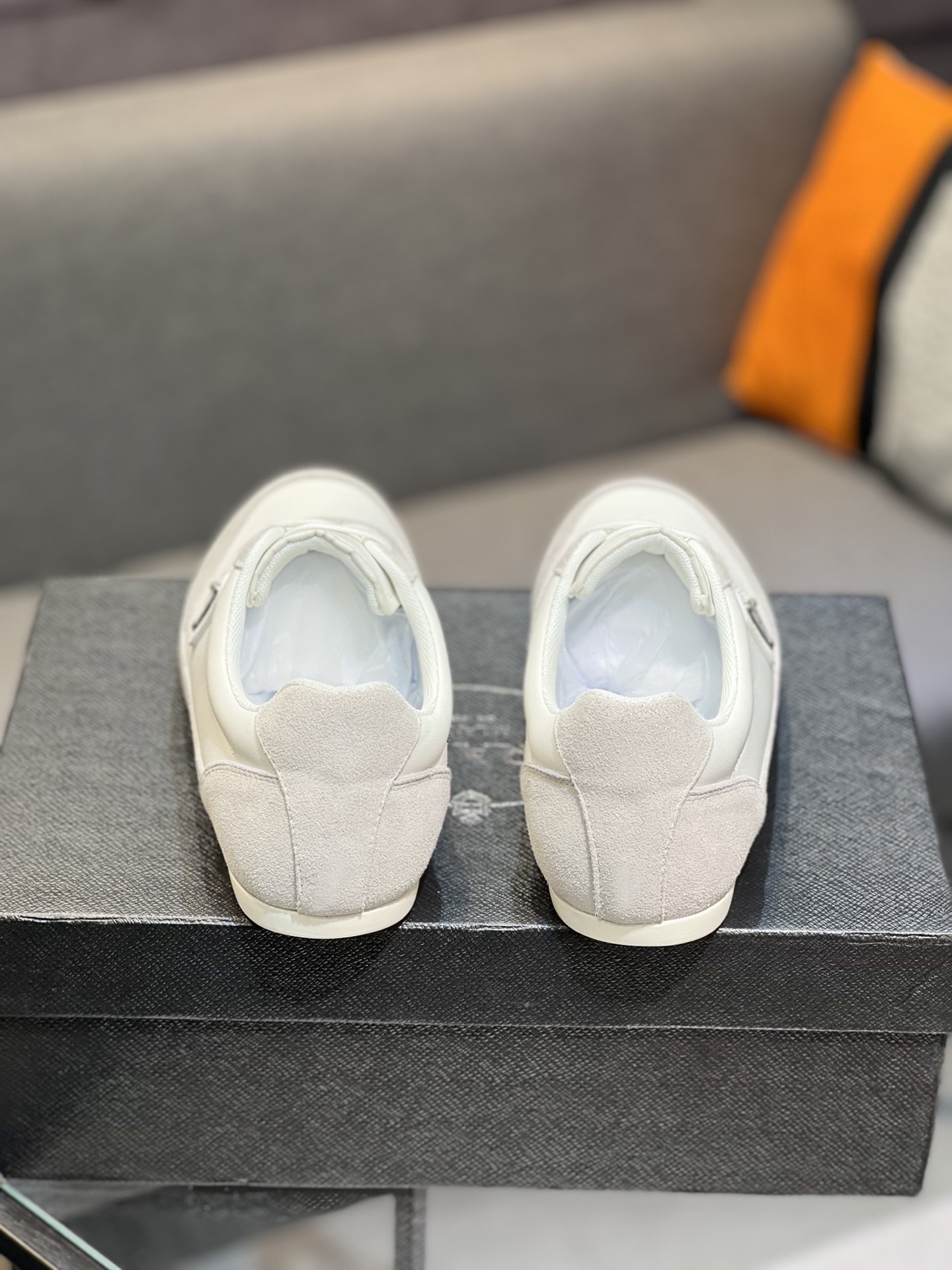 Prada Men's White Leather & Suede Low-Top Sneakers, Size 38-44 8 i1744817545610 9414 0 6