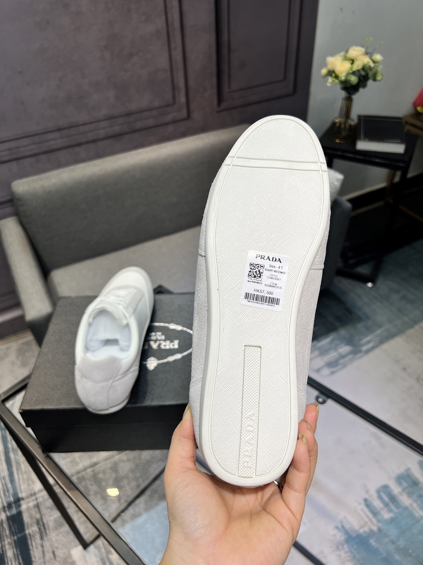 Prada Men's White Leather & Suede Low-Top Sneakers, Size 38-44 7 i1744817545676 7255 0 5