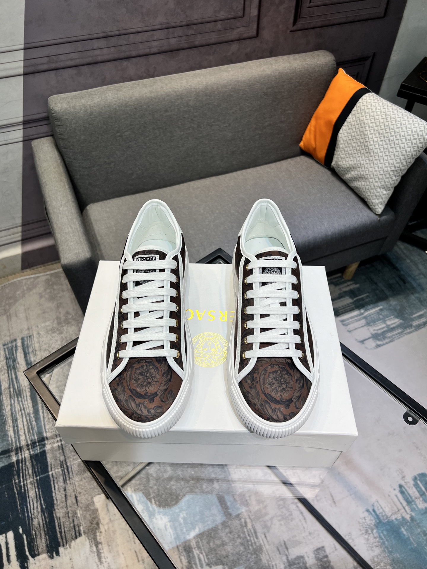 Versace Leather Sneakers Casual Shoes, Designer White Sneakers - Premium Quality 1 Versace Leather Sneakers Casual Shoes, Designer White Sneakers - Premium Quality