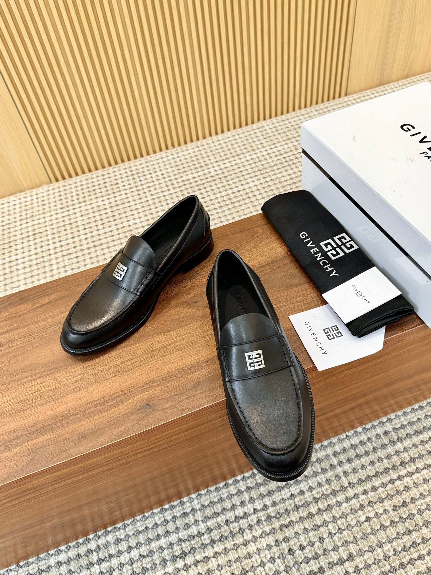 Givenchy Men's Black Leather Loafers with Metal Logo Accent, Sizes 39-44 4 i1745250081506 1738 0 2