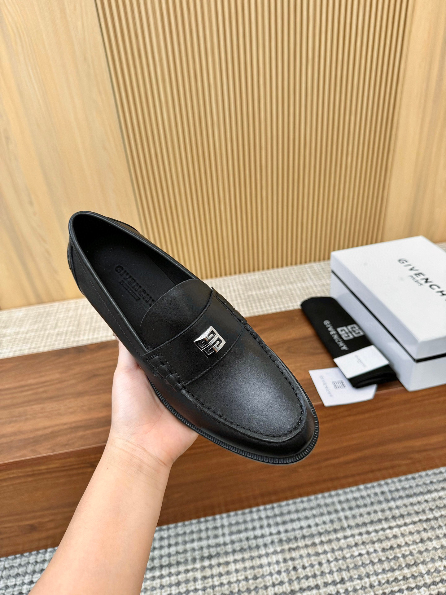 Givenchy Men's Black Leather Loafers with Metal Logo Accent, Sizes 39-44 7 i1745250082358 2169 0 5