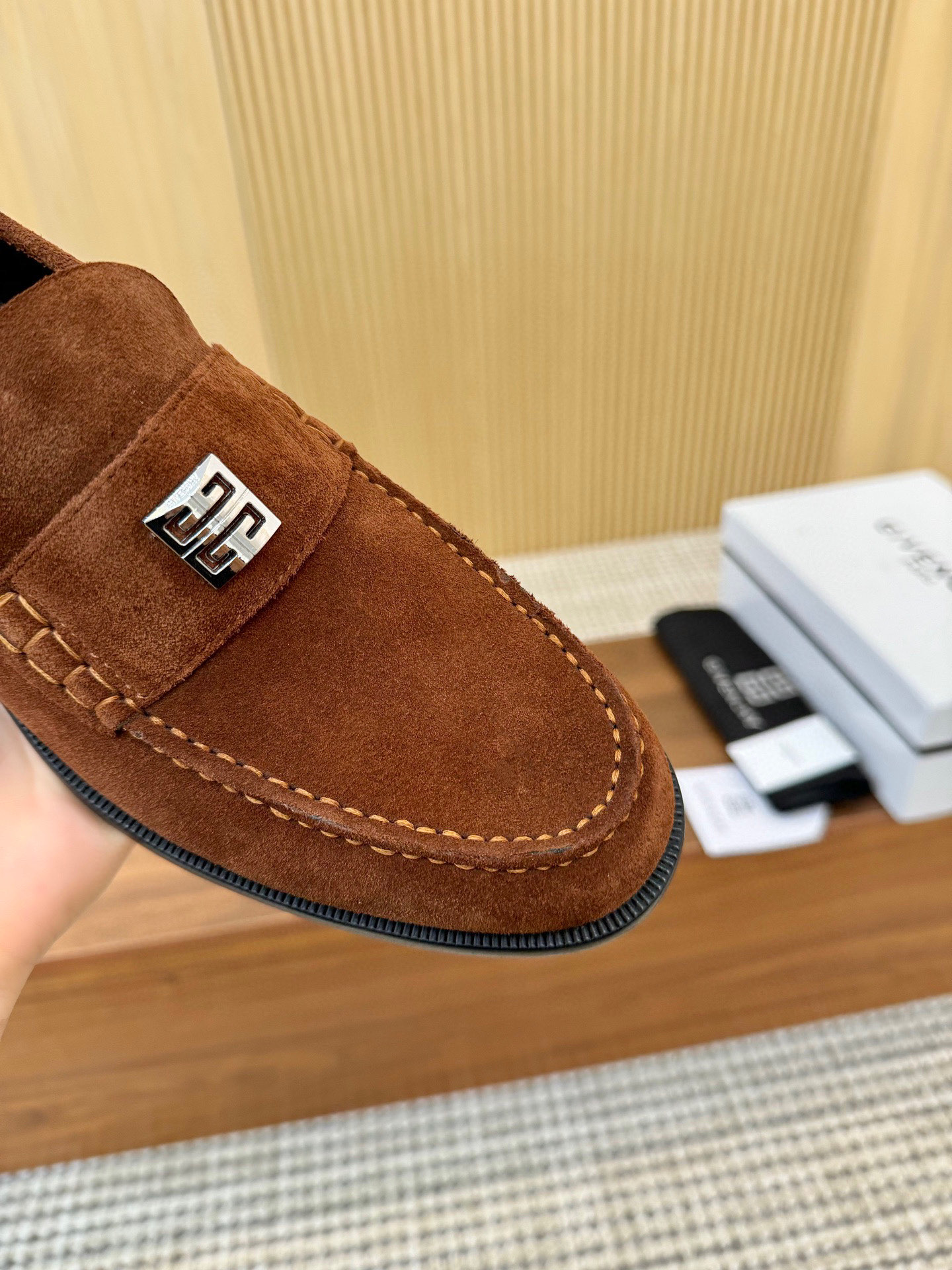Givenchy Men's Suede Leather Loafers with Metal Logo Accent 8 i1745250171287 737 0 6