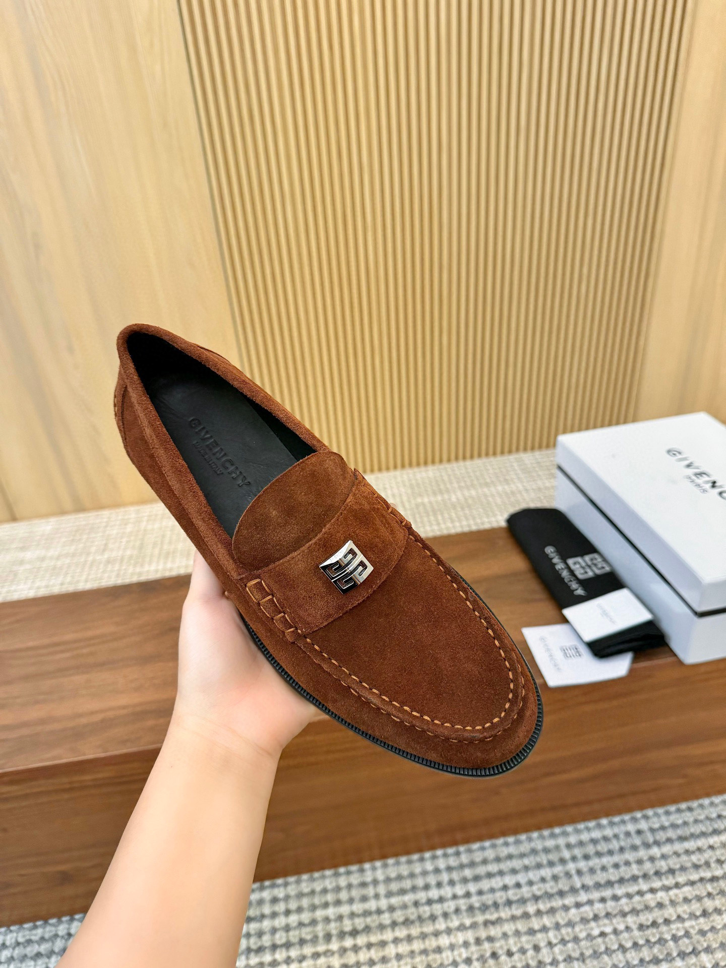 Givenchy Men's Suede Leather Loafers with Metal Logo Accent 7 i1745250171434 7707 0 5