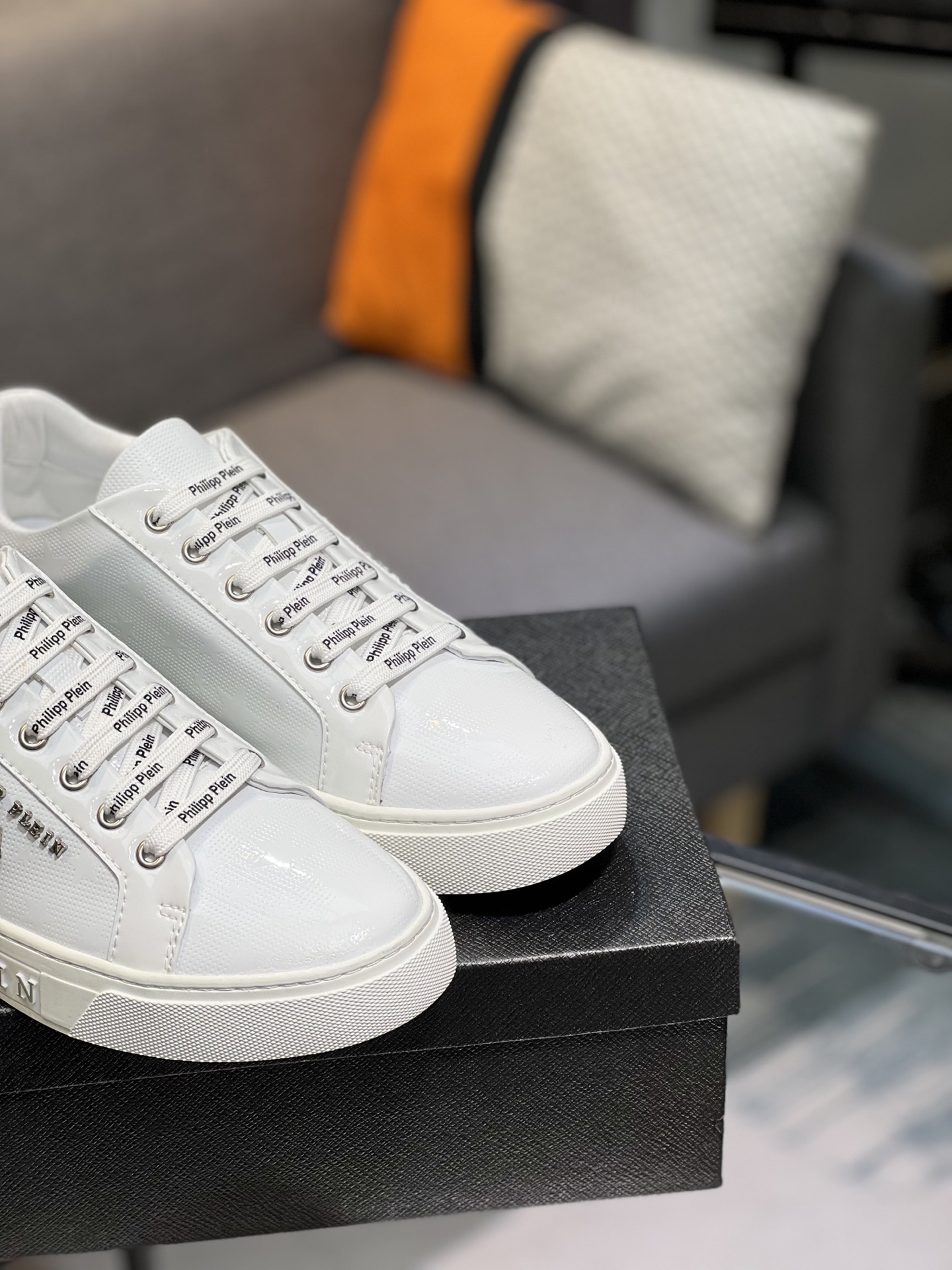 Philipp Plein Men's White Leather Lace-Up Sneakers, Sizes 38-44 9 i1745509927539 418 0 7