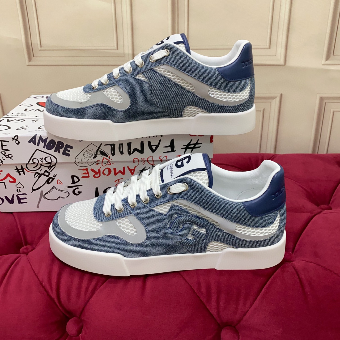 Dolce & Gabbana Denim Sneakers with Leather Accents - Stylish & Comfortable 3 i1745682524127 1380 0 1