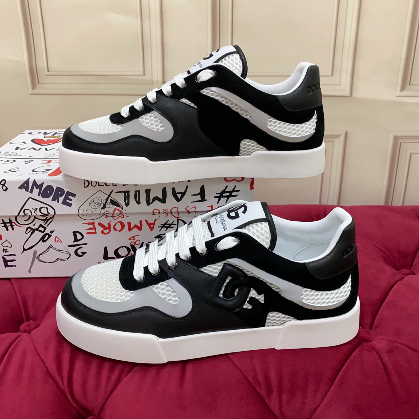 Dolce & Gabbana Women's Leather Sneakers - Black & White, Size 35-41 3 i1745682571028 3824 0 1