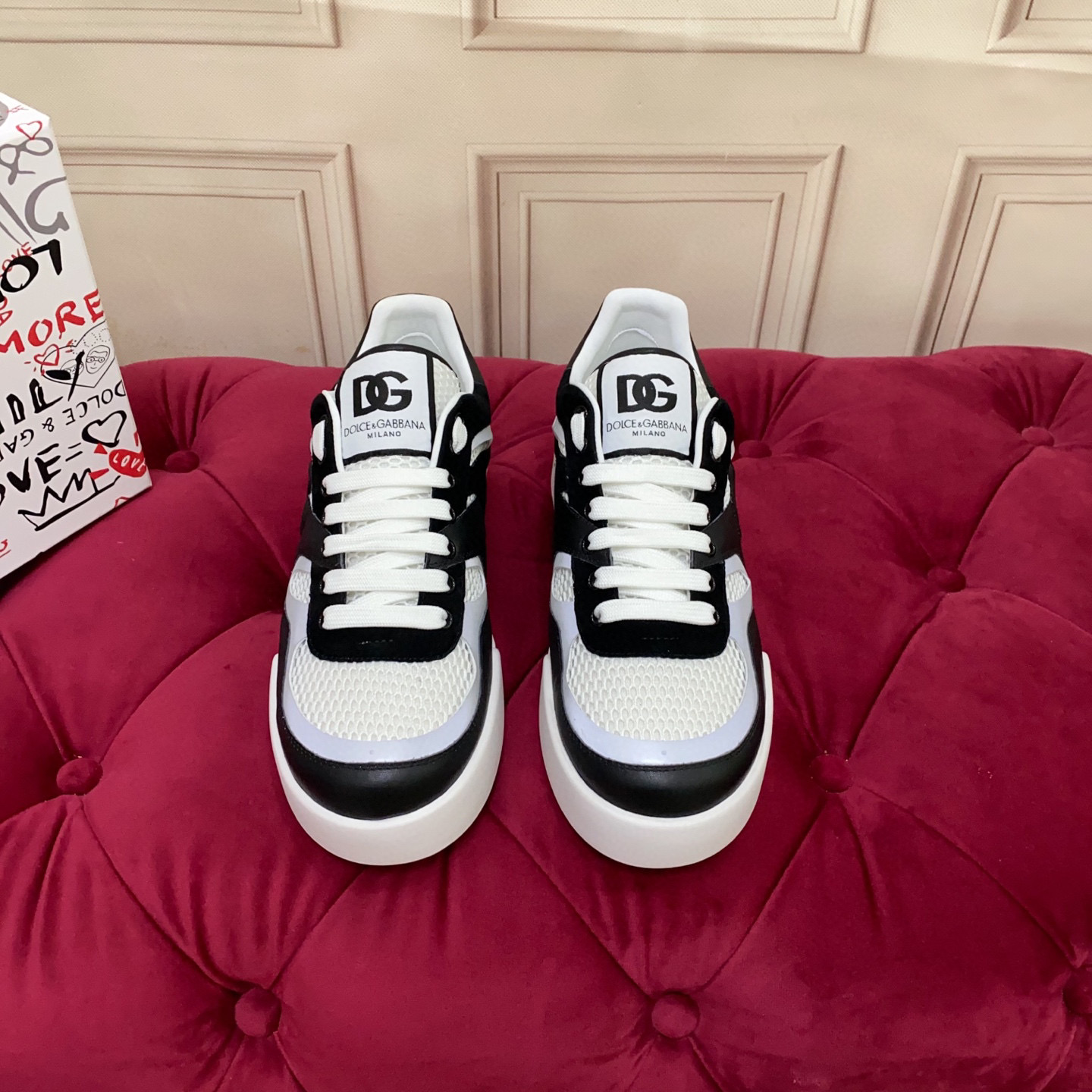Dolce & Gabbana Women's Leather Sneakers - Black & White, Size 35-41 4 i1745682571031 1312 0 2