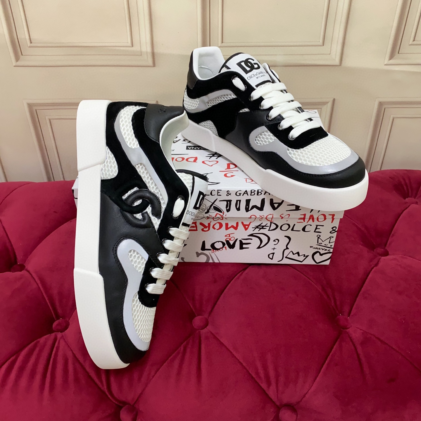 Dolce & Gabbana Women's Leather Sneakers - Black & White, Size 35-41 8 i1745682571208 8648 0 6