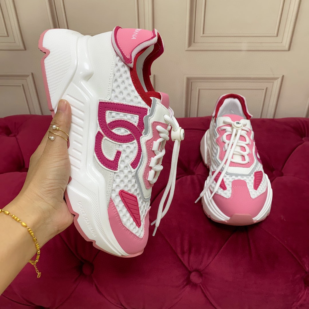 Dolce & Gabbana Women's Pink & White Silk Blend Embellished Sneakers 6 i1745682724547 2734 0 4