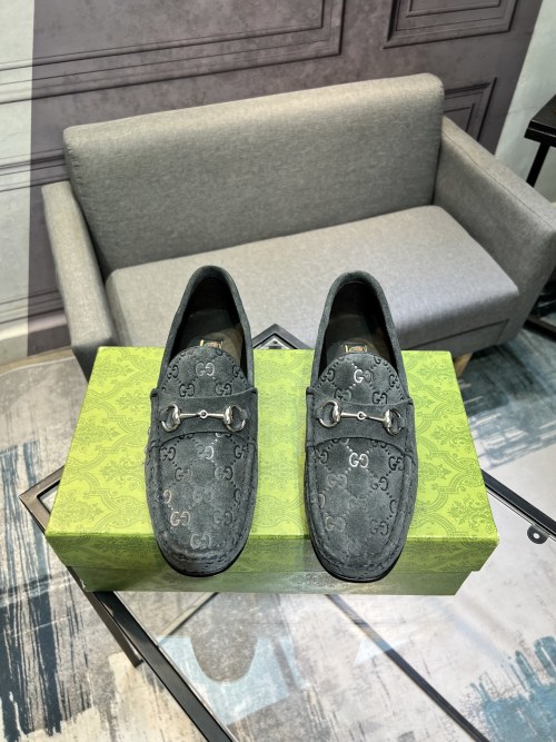 Gucci Men's Gray Leather Loafers with Horsebit Detail - Size 39 to 44 1 Gucci Men's Gray Leather Loafers with Horsebit Detail - Size 39 to 44