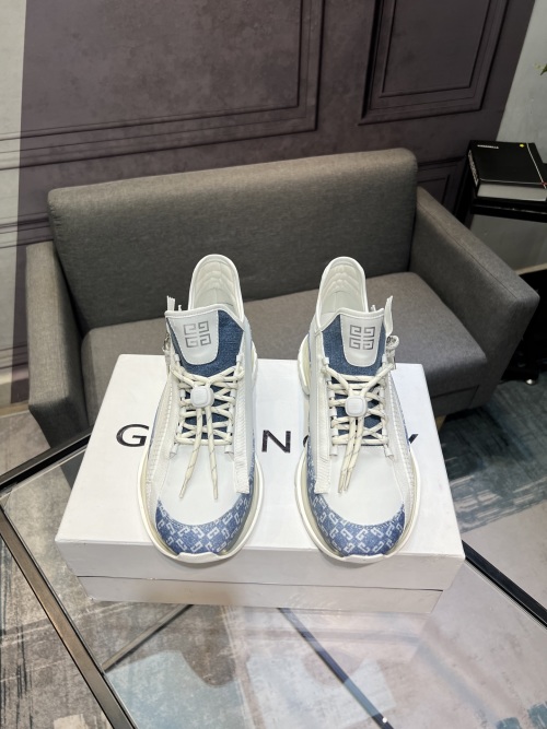 Givenchy Men's City Sport Sneakers in White Leather and Blue Denim 1 Givenchy Men's City Sport Sneakers in White Leather and Blue Denim