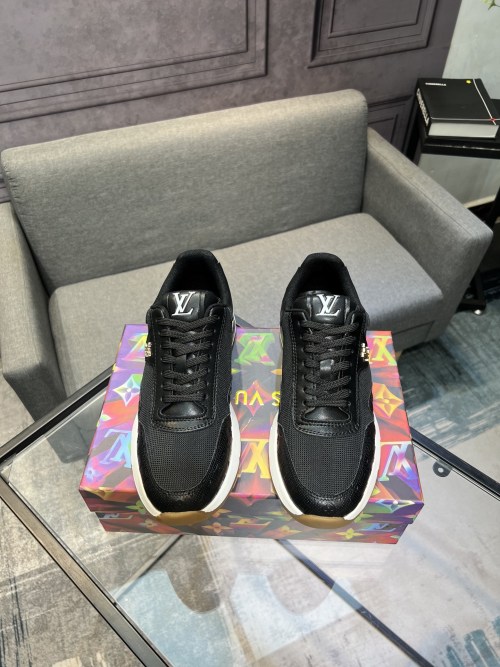 Louis Vuitton Men's Black Leather Casual Sneakers Comfortable EU 38-45