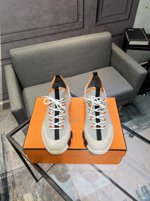 Hermes Men's Sneakers Top Grain Calfskin Suede Mesh Casual Shoes 1 Hermes Men's Sneakers Top Grain Calfskin Suede Mesh Casual Shoes