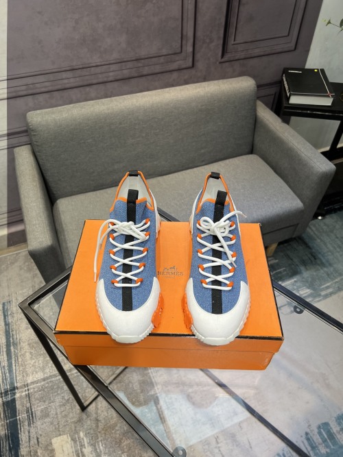 Hermes Men's Blue Suede & Leather Sneakers - Comfortable & Stylish Shoes