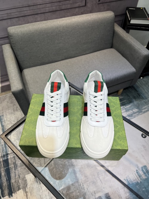 Gucci Men's Ace Embroidered Sneaker - White Leather with Striped Detail 1 Gucci Men's Ace Embroidered Sneaker - White Leather with Striped Detail
