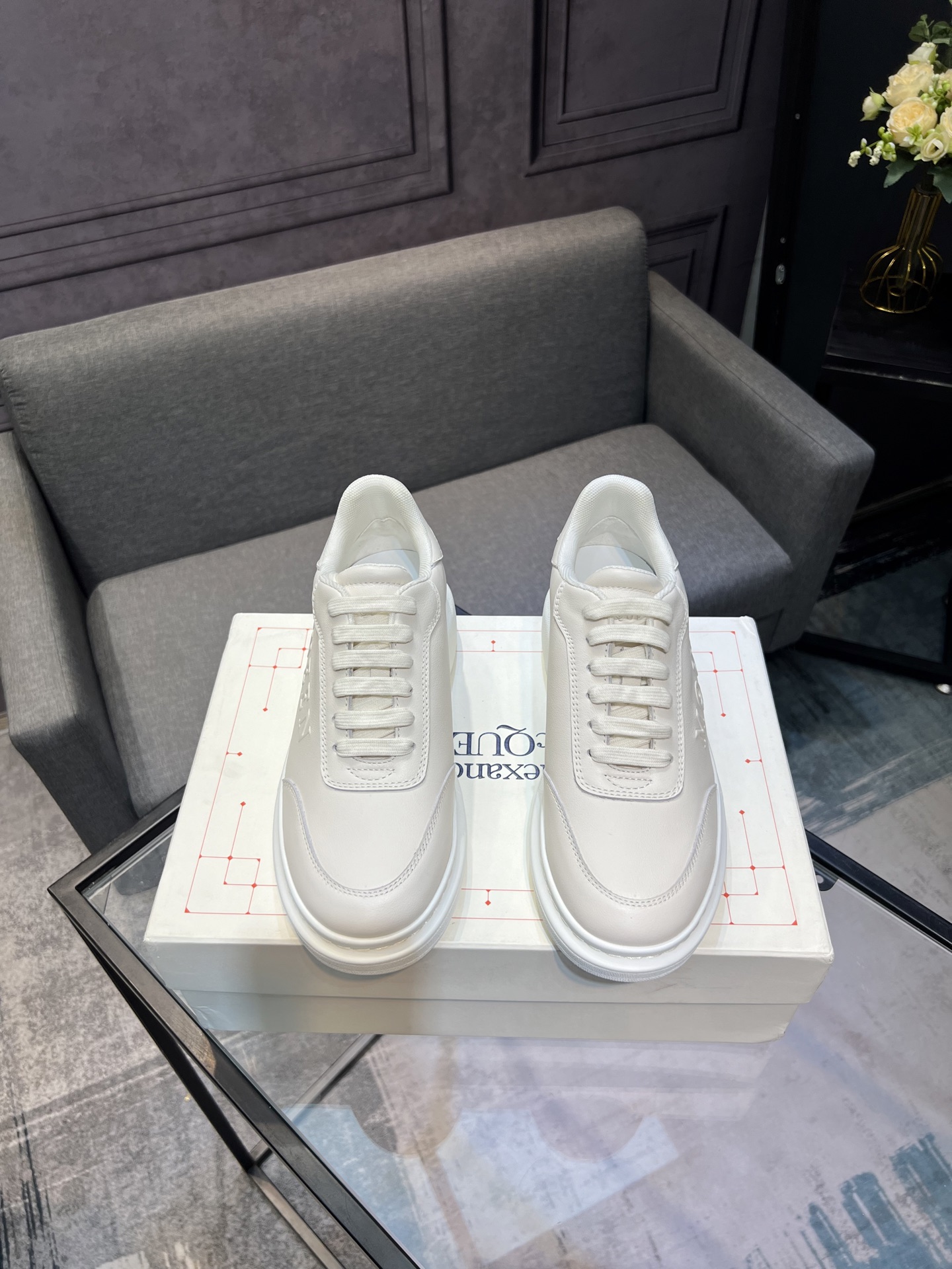 Alexander McQueen White Leather Platform Sneakers - Iconic Style & Comfort
