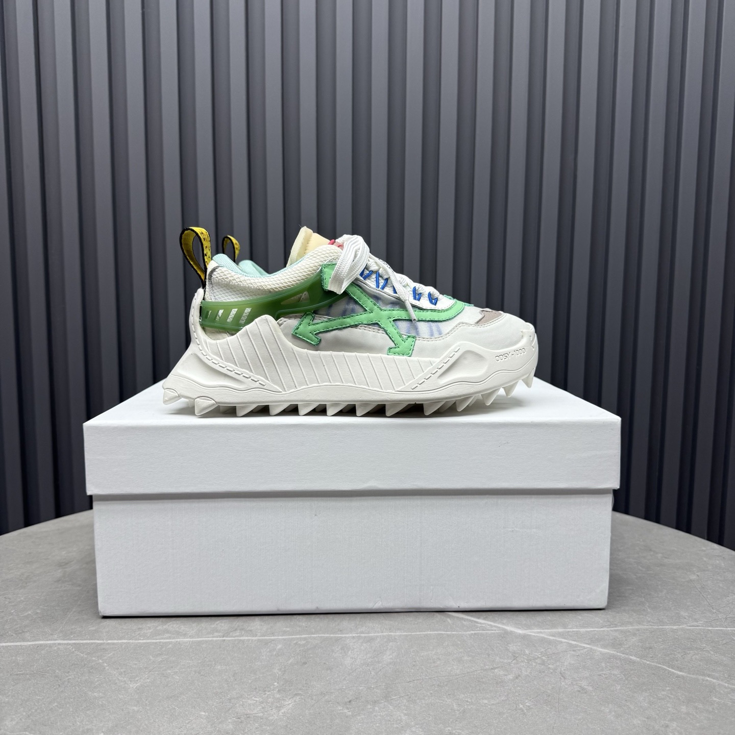 OFF WHITE Zapatillas Deportivas de Cuero y Malla Transpirable para Hombre y Mujer