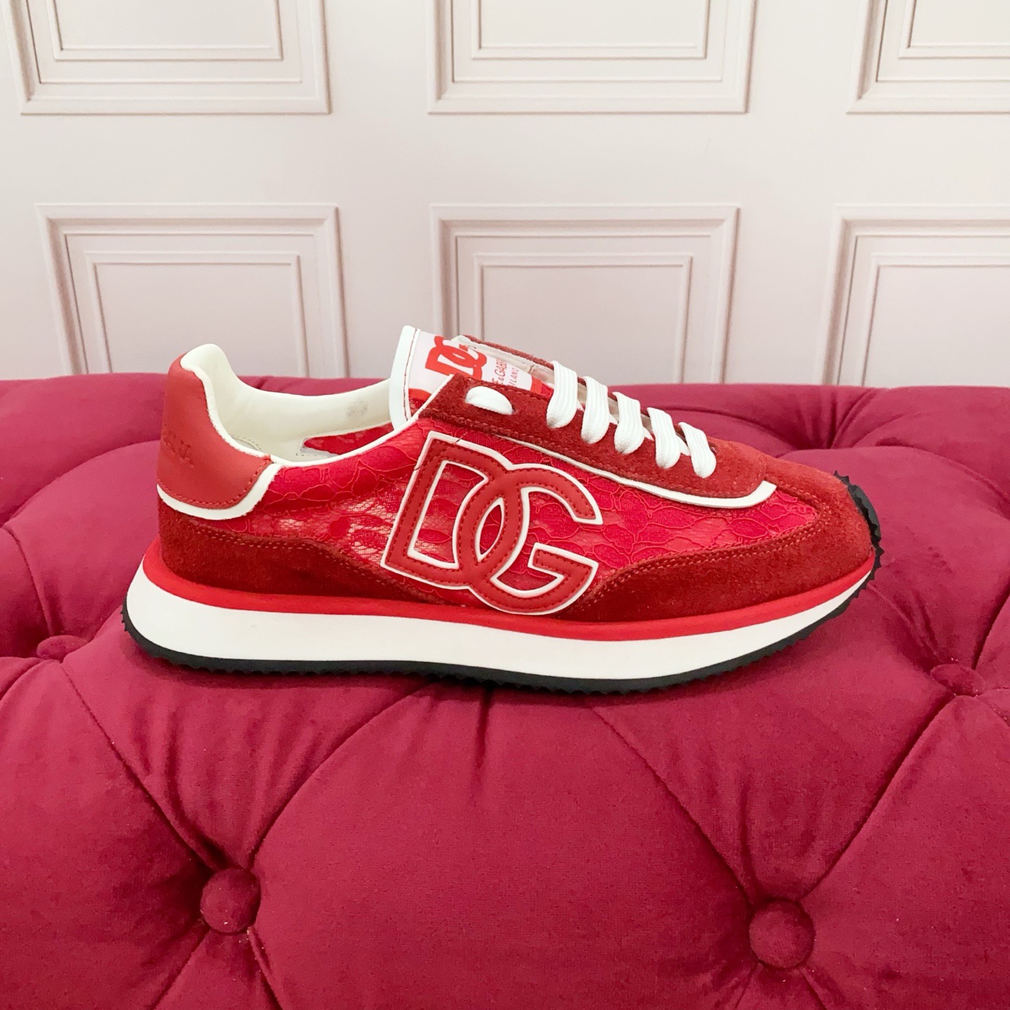 Dolce & Gabbana Red Laced Sneakers for Women, Premium Leather, Size 35-46 2 i1754149352009 3156 0 0