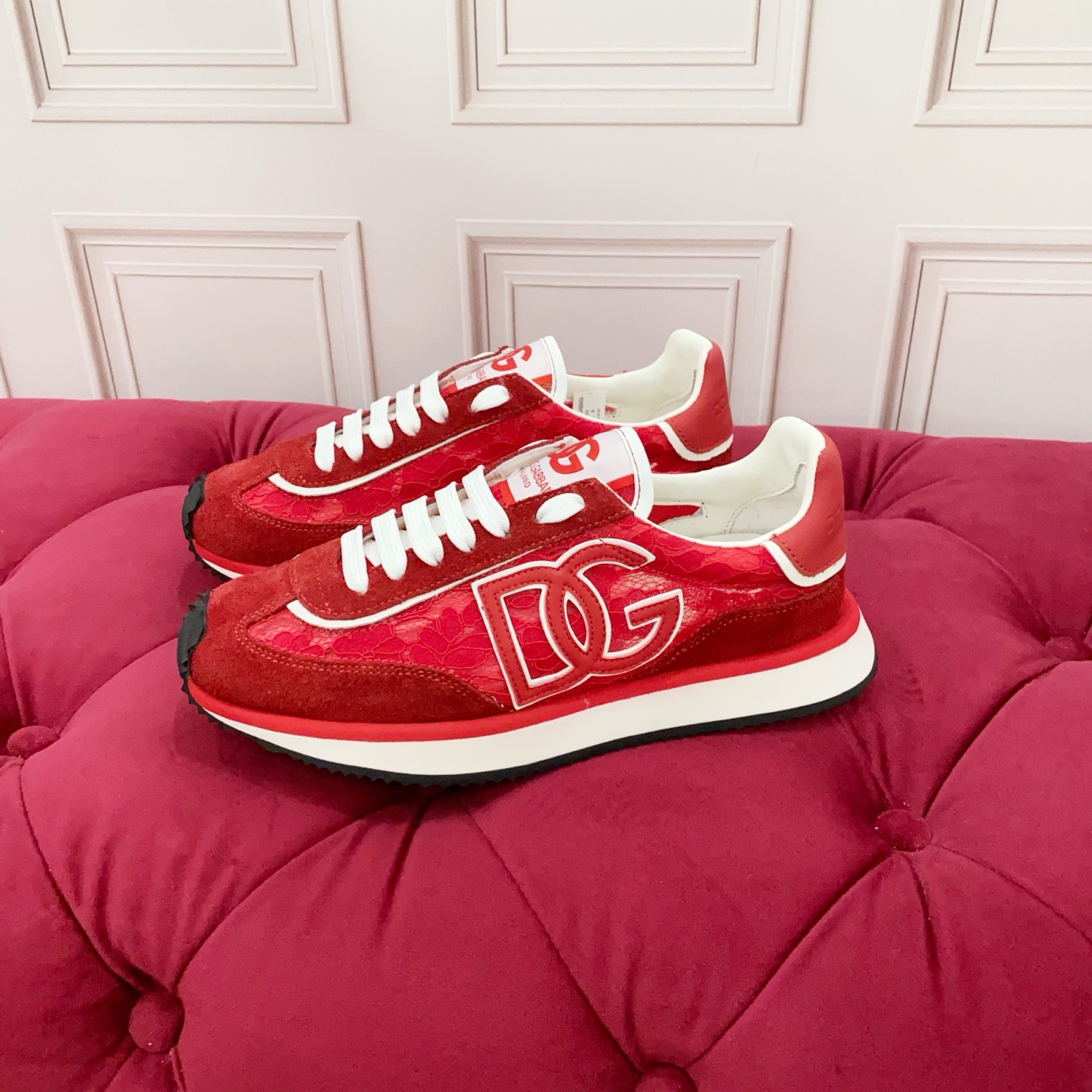 Dolce & Gabbana Red Laced Sneakers for Women, Premium Leather, Size 35-46 5 i1754149352009 752 0 3
