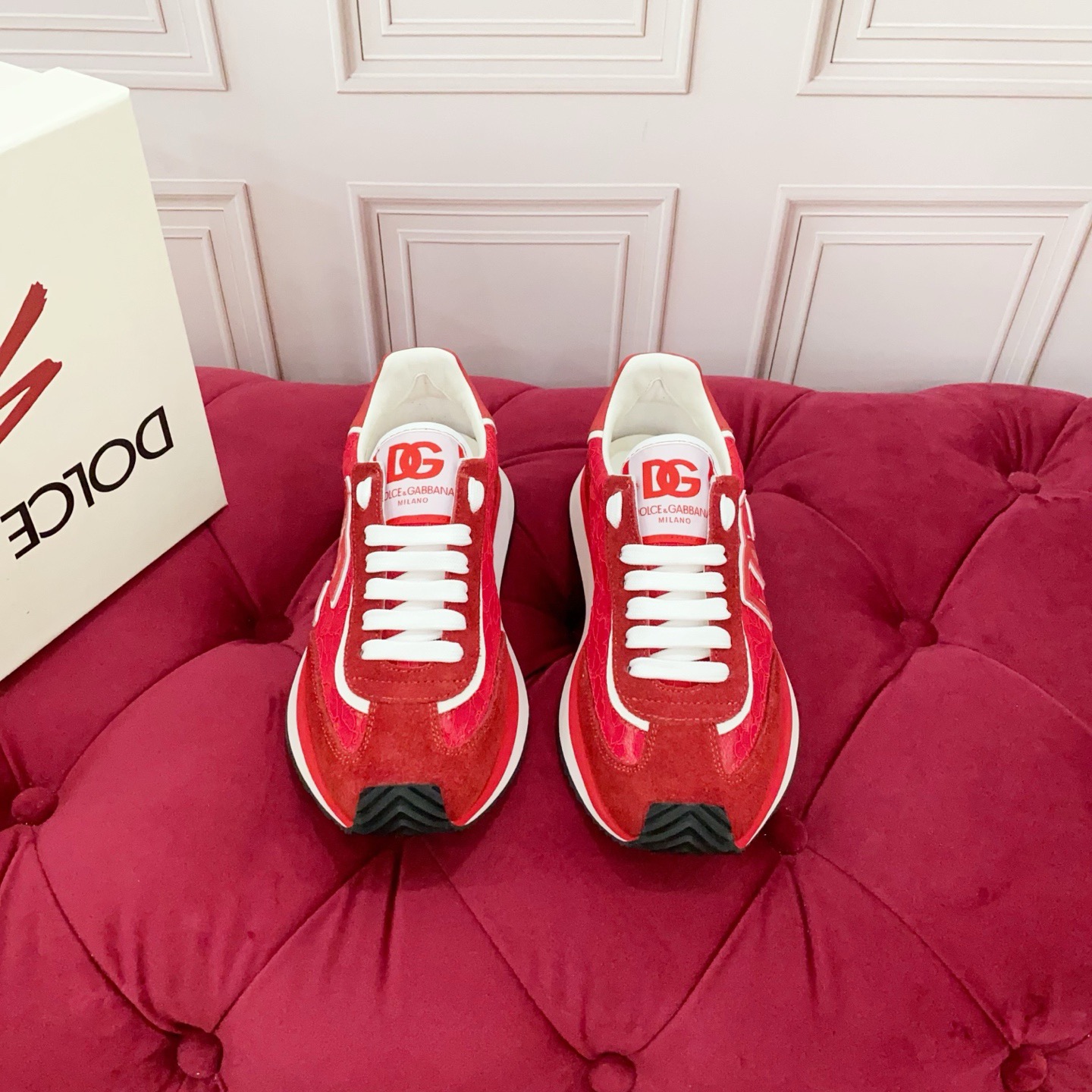 Dolce & Gabbana Red Laced Sneakers for Women, Premium Leather, Size 35-46 4 i1754149352011 9054 0 2