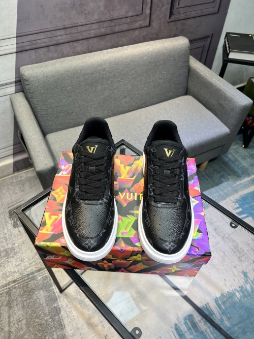 Louis Vuitton Men's Spring/Summer Black Leather and Mesh Casual Sneakers 1 Louis Vuitton Men's Spring/Summer Black Leather and Mesh Casual Sneakers