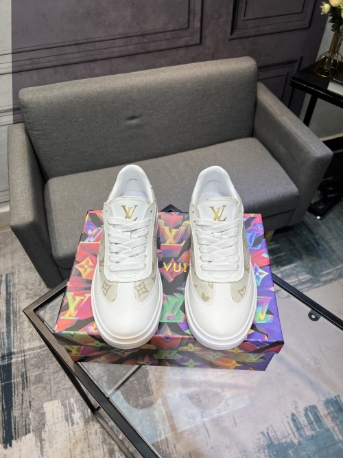 Louis Vuitton Men's White Leather Casual Sneakers Designer Monogram Shoes