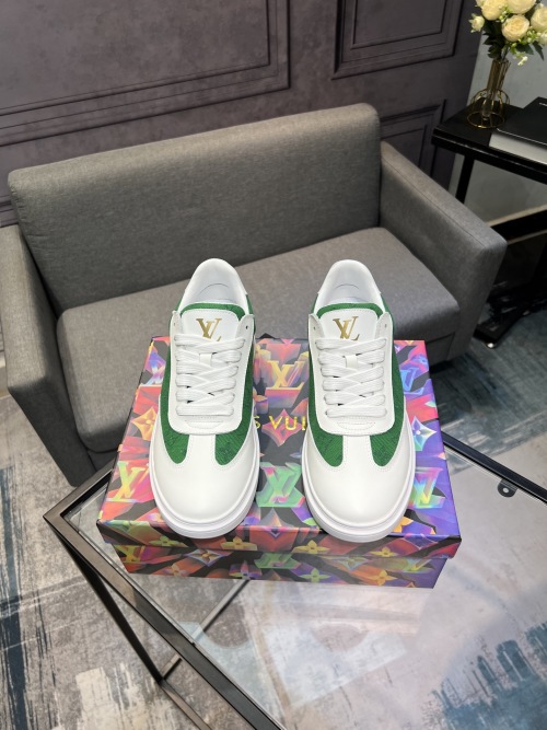 Louis Vuitton Spring/Summer White Leather & Green Fabric Casual Sneakers 1 Louis Vuitton Spring/Summer White Leather & Green Fabric Casual Sneakers