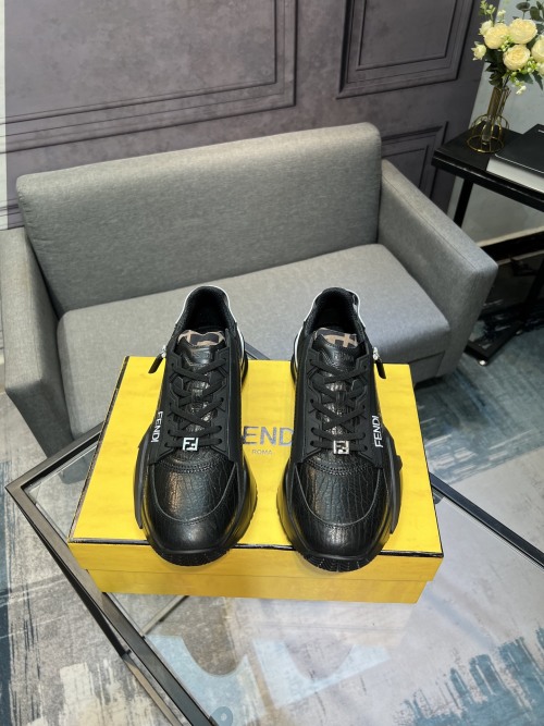 Fendi Men's Black Leather Lace-Up Fashion Sneakers, Sizes 38-46 1 Fendi Men's Black Leather Lace-Up Fashion Sneakers, Sizes 38-46