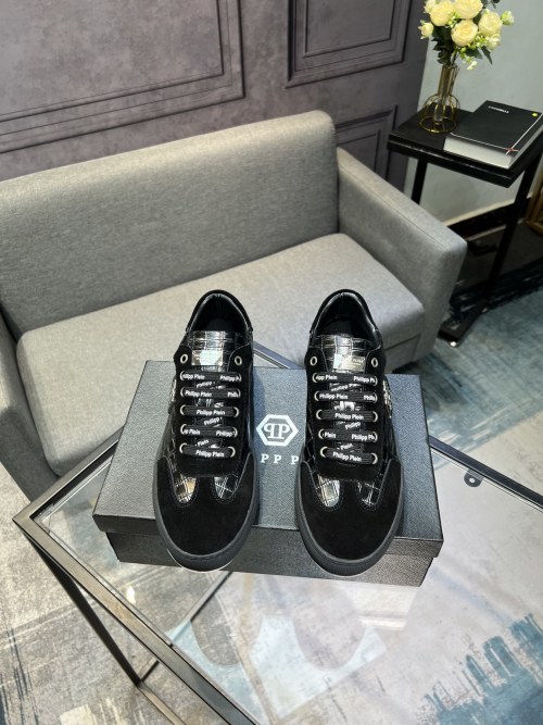 Philipp Plein Men's Black Leather & Suede Lace-Up Fashion Sneakers 1 Philipp Plein Men's Black Leather & Suede Lace-Up Fashion Sneakers