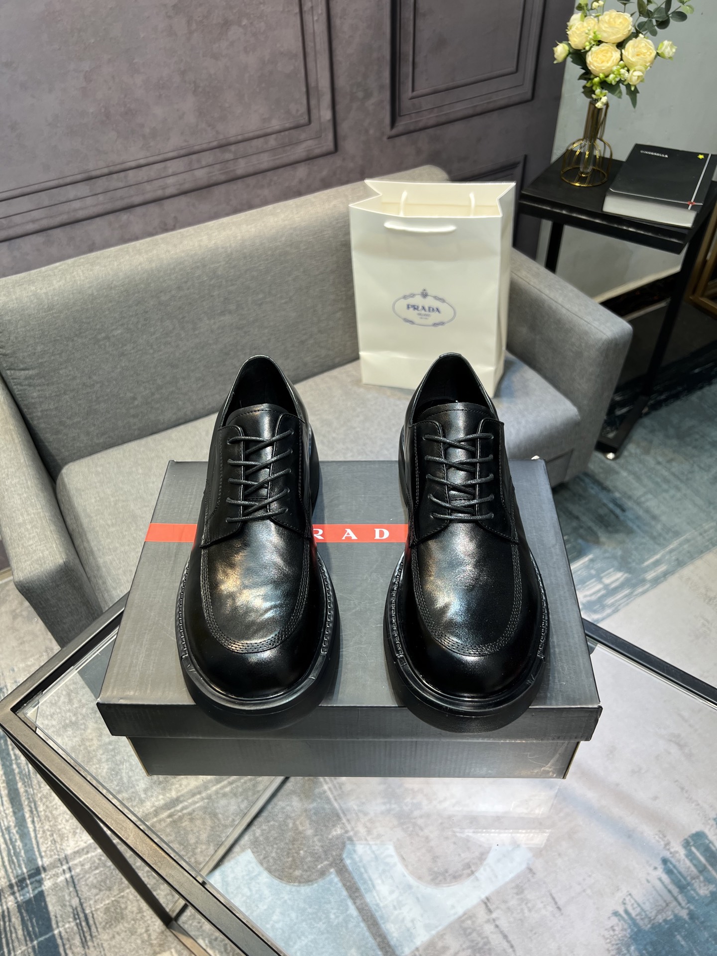 NO:639619,PRADA19860909Prad*普拉达.男士爆款时尚皮鞋 原版开边珠牛皮.牛皮面 ｜内里垫脚全牛皮｜耐磨轻便发泡大底｜轻便舒适｜上脚霸气百搭 Size39-44（38.45定做）,,prada,prada,cowhide,Men's shoes