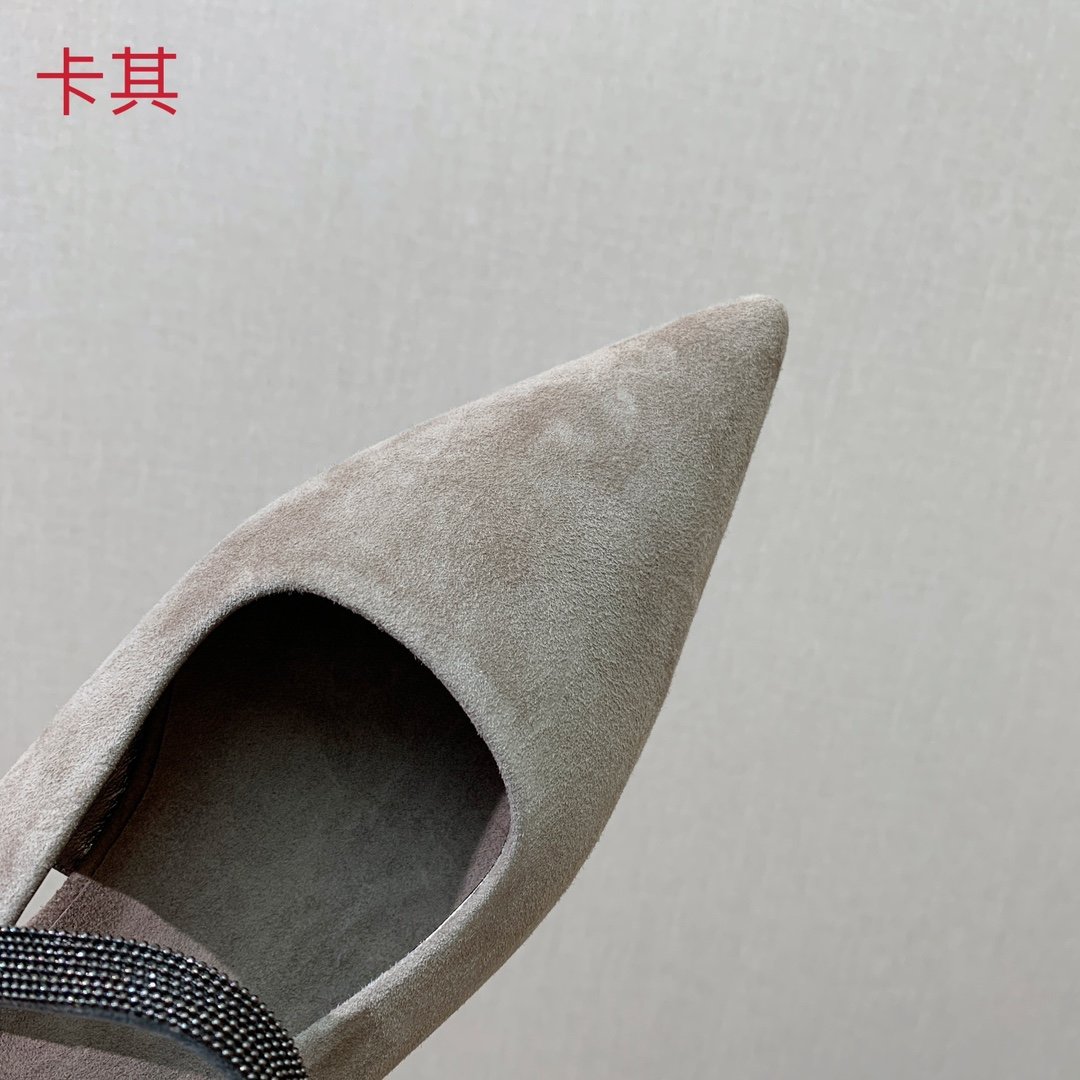 BRUNELL*CUCINELL*后空平底凉鞋经典灵感定义了这款新高跟凉鞋的现代优雅风格鞋面羊京牛皮羊皮