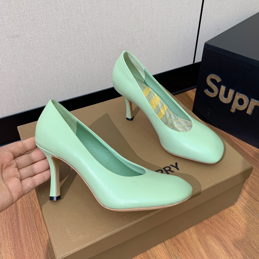 [BURBER*Y] Original Round Head Heels: Sheepskin, Sarcasm, 10cm Tall, Code 35-41. - 图片 3