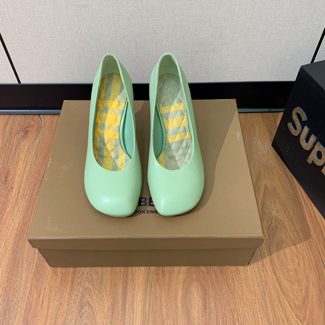 [BURBER*Y] Original Round Head Heels: Sheepskin, Sarcasm, 10cm Tall, Code 35-41. - 图片 5