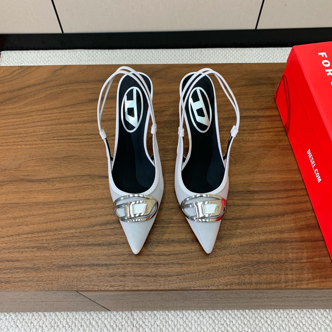 【Diesel】后空网面高跟鞋。绝美Diesel高跟鞋，独家品牌辨识度的原版开模五金，流畅的线条，优雅版