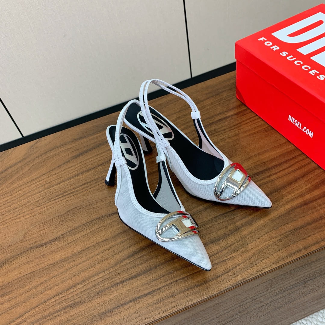 【Diesel】后空网面高跟鞋。绝美Diesel高跟鞋，独家品牌辨识度的原版开模五金，流畅的线条，优雅版