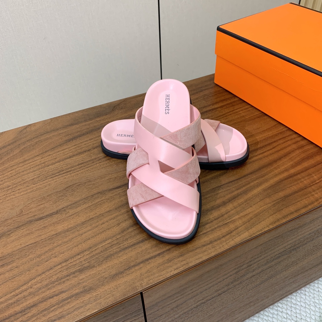 【Herm*s】高版本女款牛反绒编织拖。H家配货首选鞋履！是爱马仕经典款。每一季都会出很多颜色，绝对是最