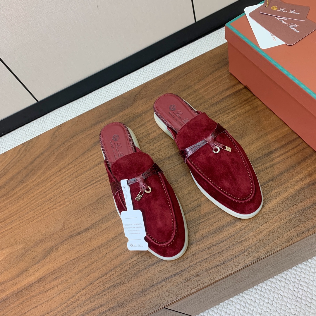 【Loro Piana】石头纹拼色包头拖。意大利顶级羊绒复古优雅低调奢华。时尚性与皮料实用性同样兼具依然
