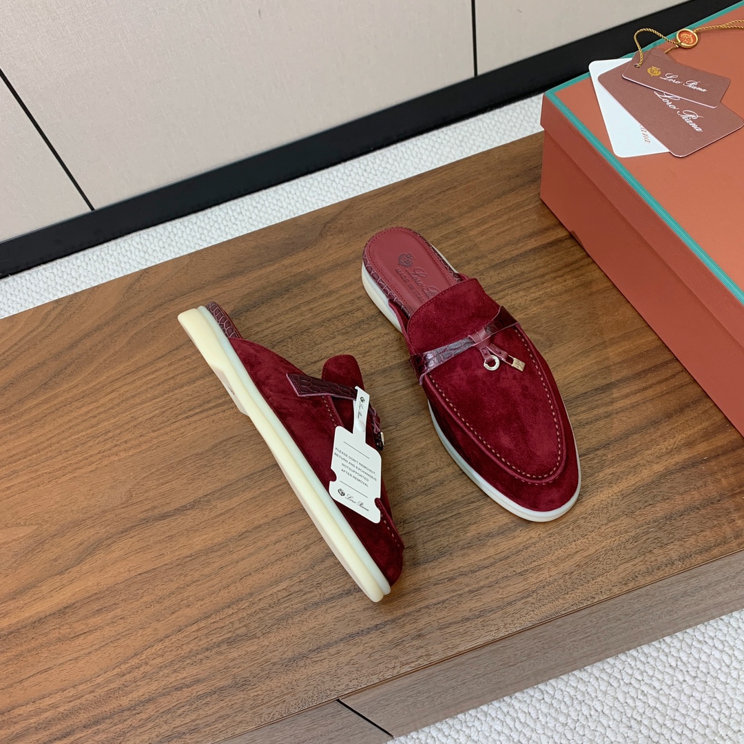 【Loro Piana】石头纹拼色包头拖。意大利顶级羊绒复古优雅低调奢华。时尚性与皮料实用性同样兼具依然