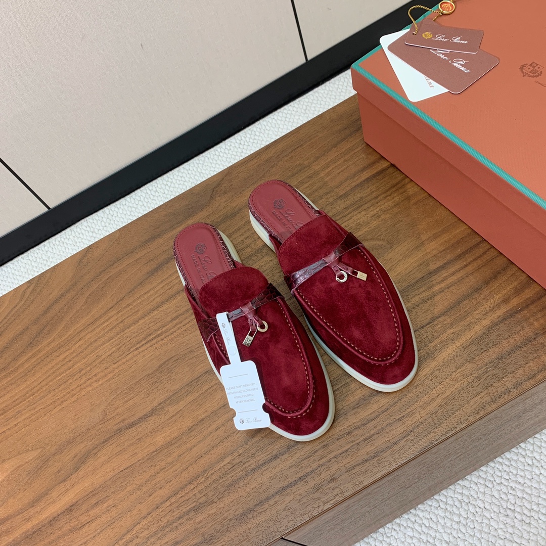 【Loro Piana】石头纹拼色包头拖。意大利顶级羊绒复古优雅低调奢华。时尚性与皮料实用性同样兼具依然