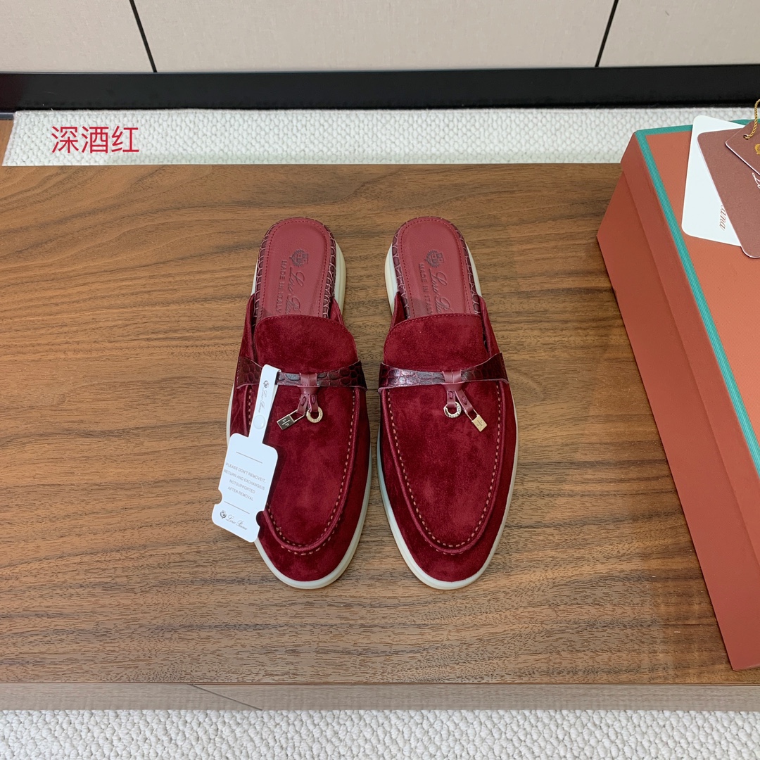 【Loro Piana】石头纹拼色包头拖。意大利顶级羊绒复古优雅低调奢华。时尚性与皮料实用性同样兼具依然