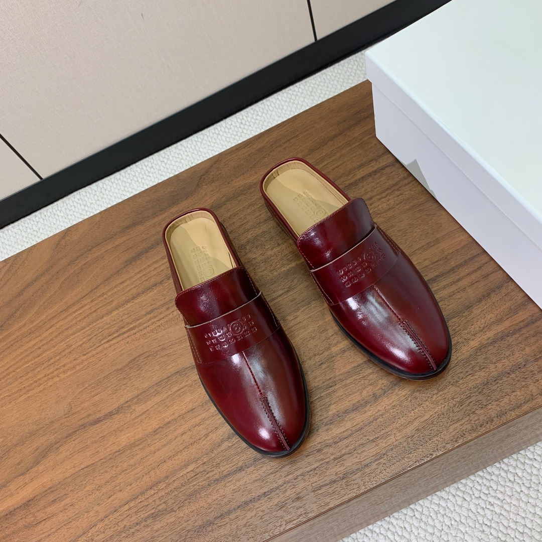 Maison Margiela Women's Leather Mules - Burgundy, Timeless Style 5 i1756859518 2359 5