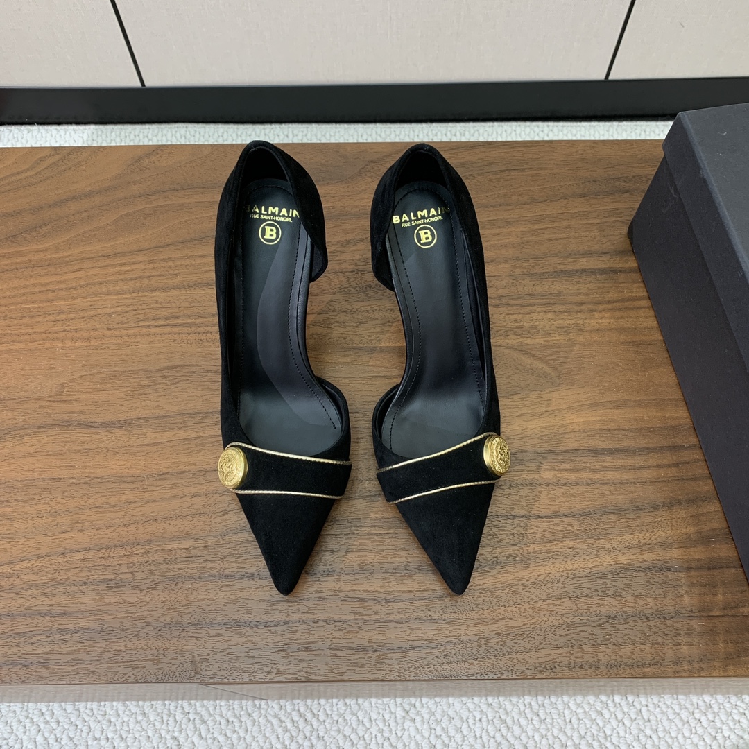 【Bal*ain】中空高跟单鞋。愈发別致出众，无敌气场、无敌好看。材质：鞋面羊京，牛皮垫脚。意大利真皮大