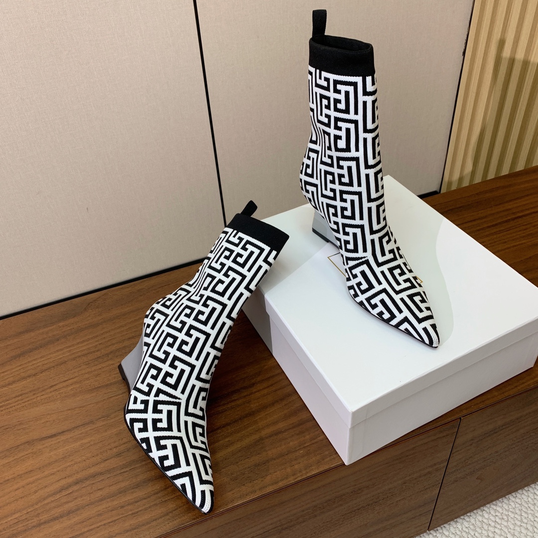 【Balmai*】针织弹力短靴！海外订购原版，1:1完美复刻！材质：原版定制飞织鞋面，牛皮垫脚，真皮大底