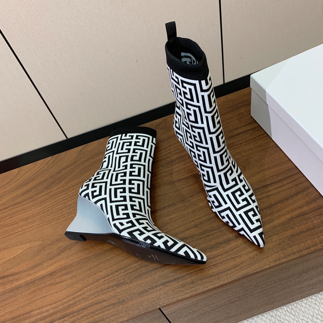 【Balmai*】针织弹力短靴！海外订购原版，1:1完美复刻！材质：原版定制飞织鞋面，牛皮垫脚，真皮大底