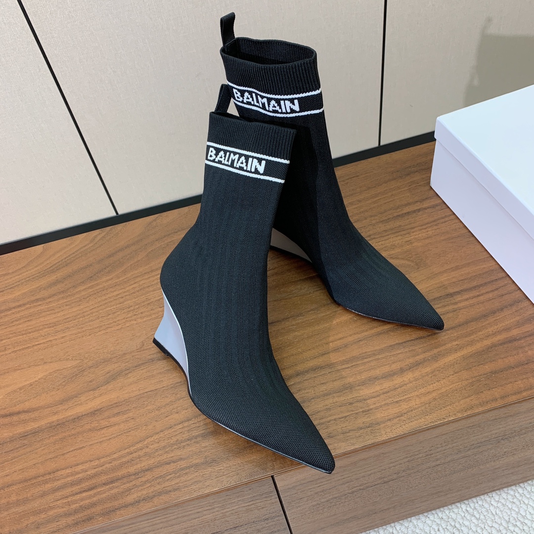 【Balmai*】针织弹力短靴！海外订购原版，1:1完美复刻！材质：原版定制飞织鞋面，牛皮垫脚，真皮大底
