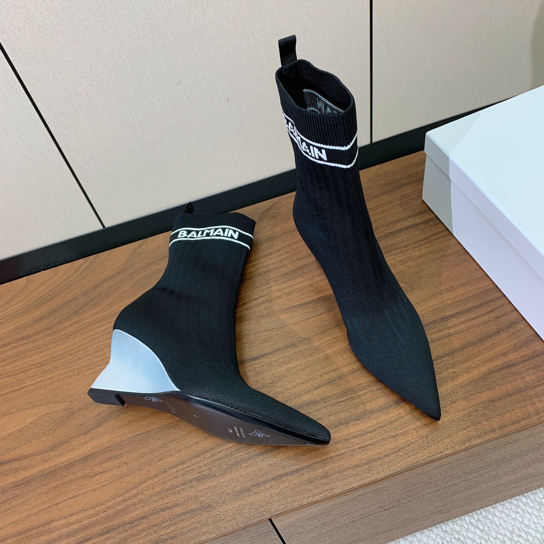 【Balmai*】针织弹力短靴！海外订购原版，1:1完美复刻！材质：原版定制飞织鞋面，牛皮垫脚，真皮大底