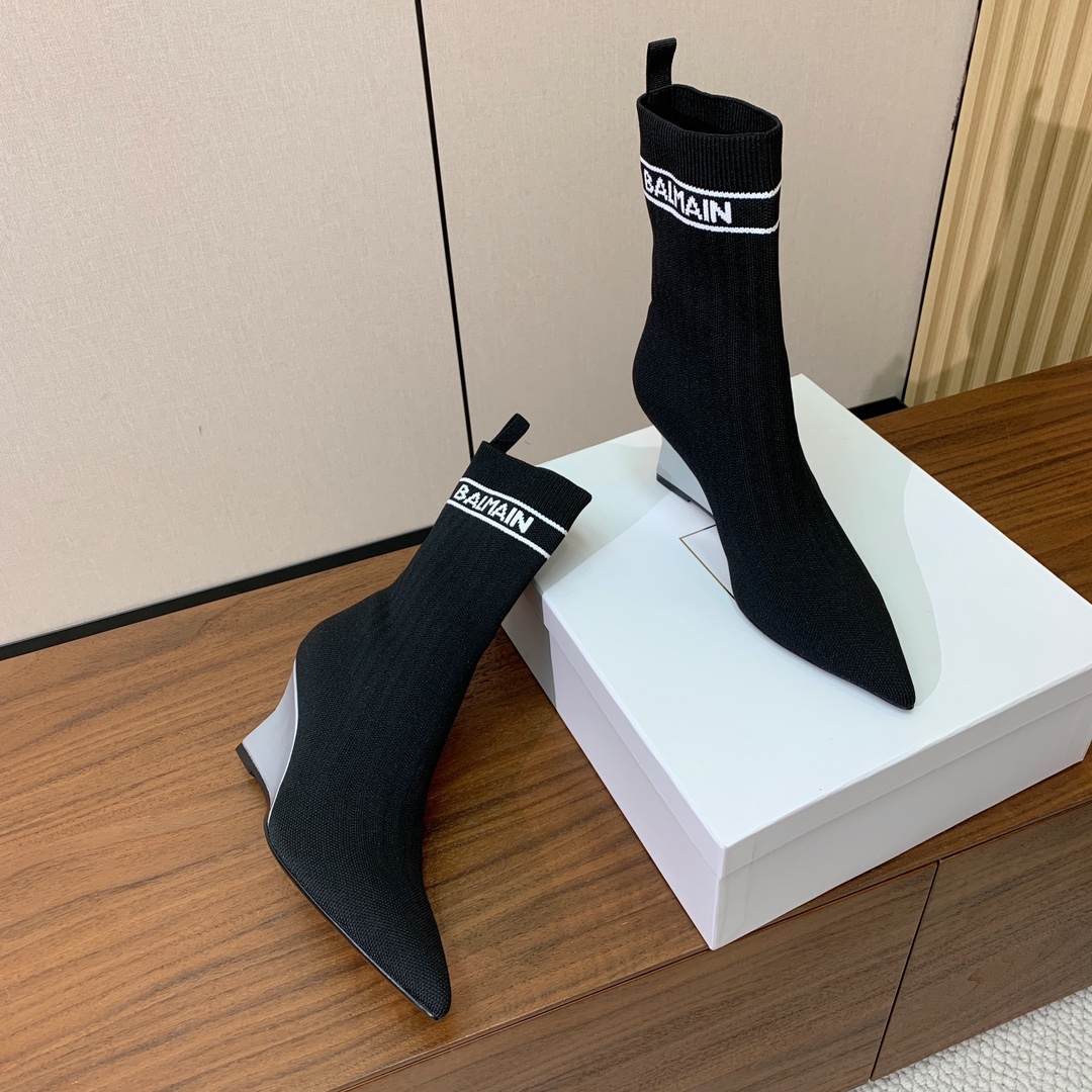 【Balmai*】针织弹力短靴！海外订购原版，1:1完美复刻！材质：原版定制飞织鞋面，牛皮垫脚，真皮大底