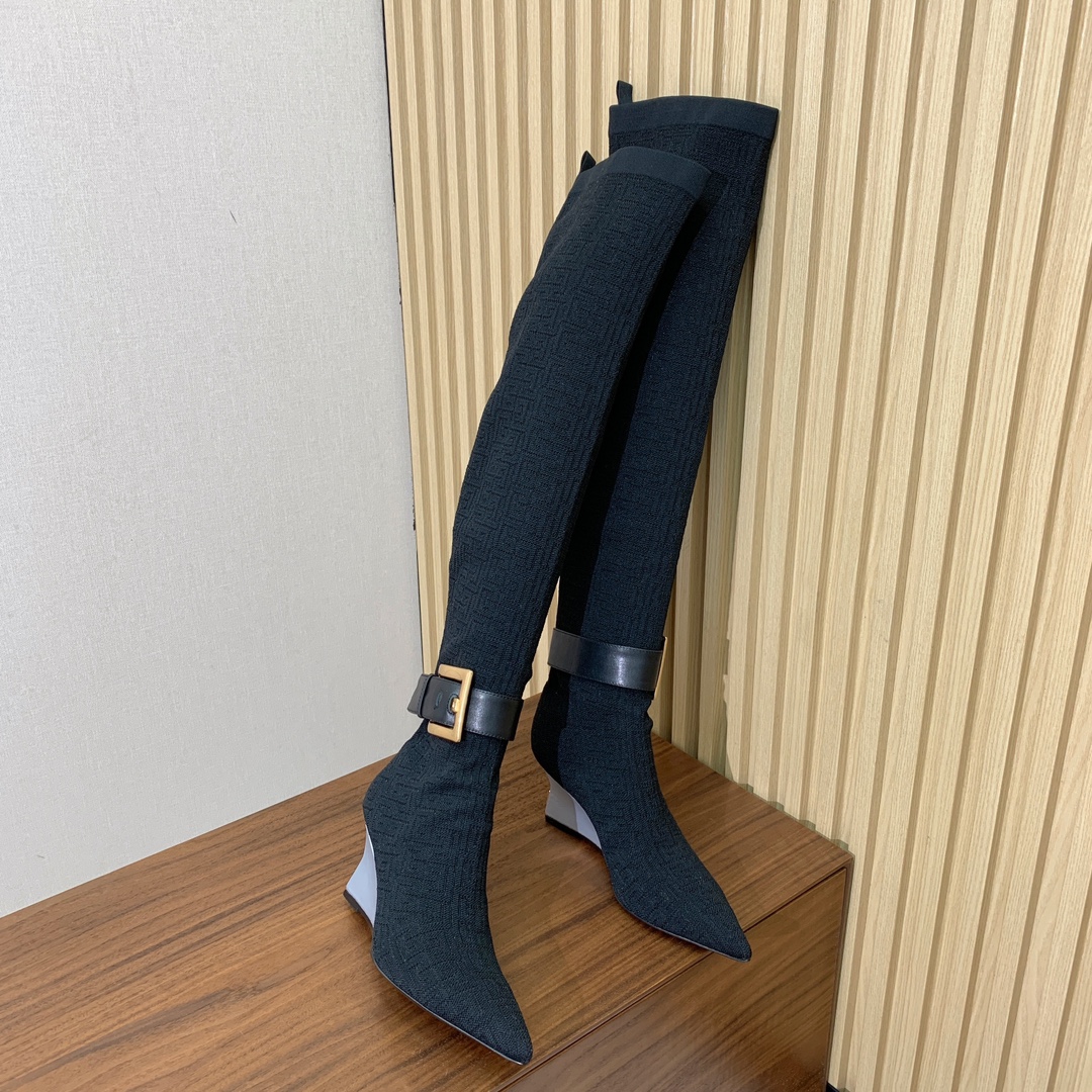 【Balmai*】针织弹力长靴！海外订购原版，1:1完美复刻！材质：原版定制飞织鞋面，牛皮垫脚，真皮大底