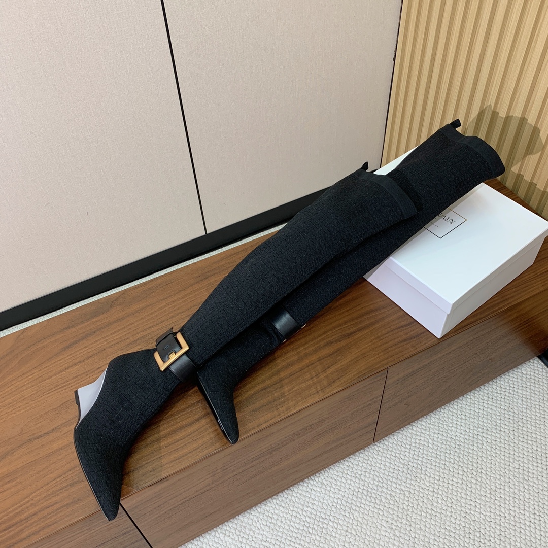 【Balmai*】针织弹力长靴！海外订购原版，1:1完美复刻！材质：原版定制飞织鞋面，牛皮垫脚，真皮大底